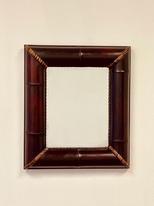 Natural Bamboo Accent Mirror 18 x 21 Wall Mirror with Rattan Edges, New