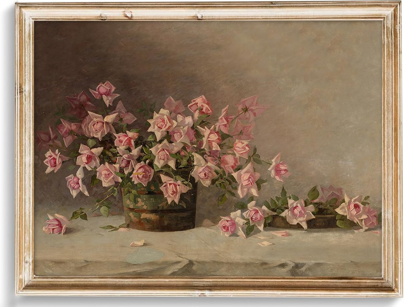 Vintage Floral Wall Art, French Country Wall Decor, Retro Flower Botani...