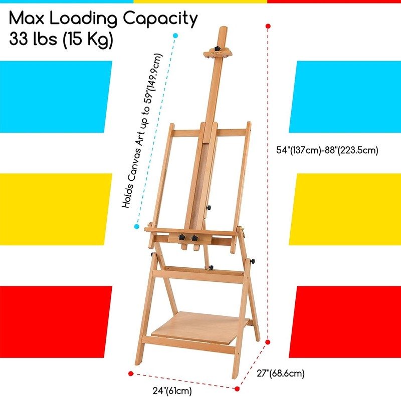 MEN Lar Studio Artist Easel, Adjustable Studio Painting Easel, Solid gallery