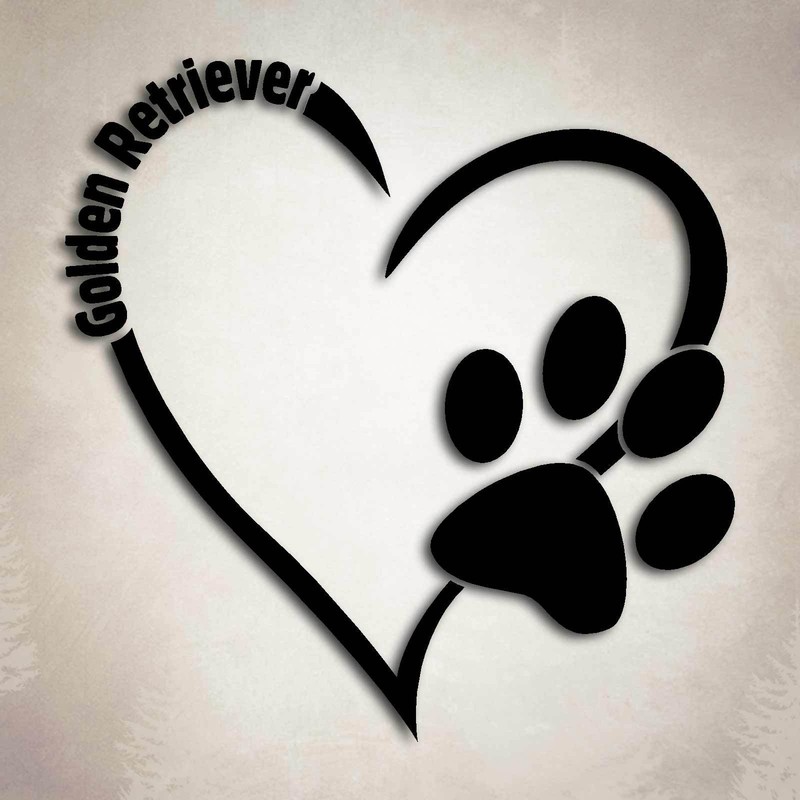 Golden Retriever Dog Love Decal Paw Heart Sticker Car Laptop Puppy Animal Rescue