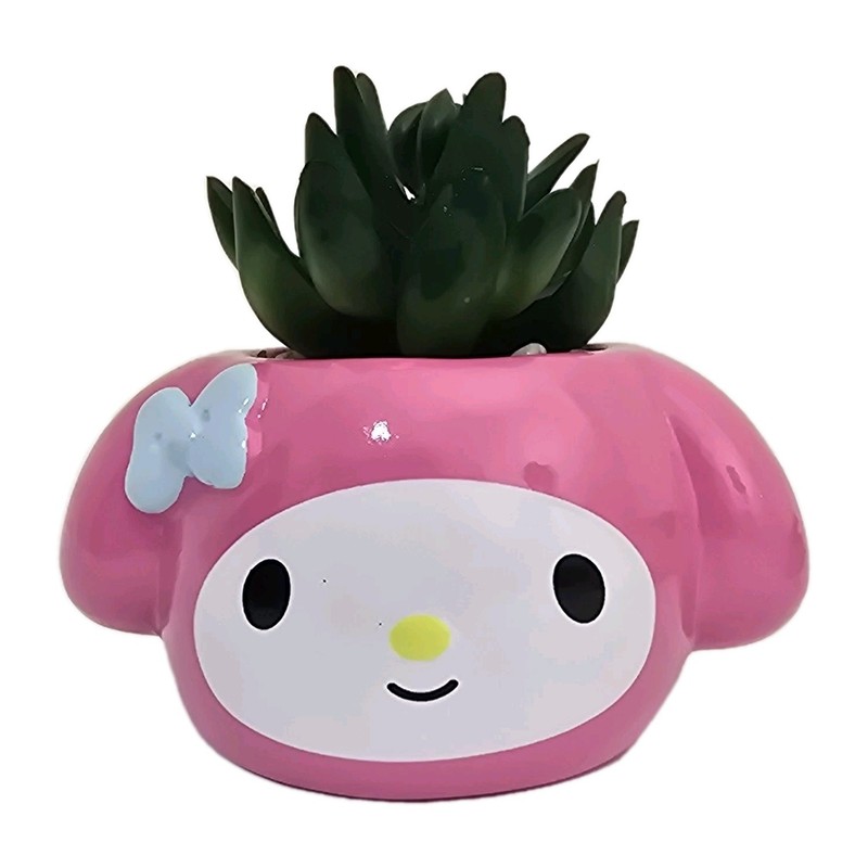 Sanrio My Melody 3-Inch Ceramic Mini Planter With Artificial Succulent Decor