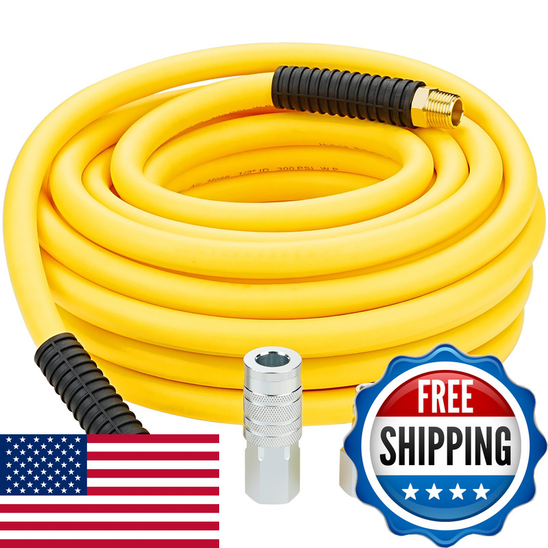 Hootsum 1/2 Inch X 50Ft. Hybrid Air Hose 1/2 In. Mnpt Ends And Bend Restrictors