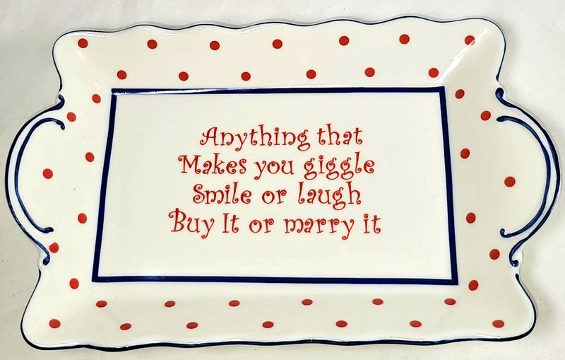 Godinger & Co Trinket Dish Tray Life Advice Red White Blue Whimsical 8″ by 5″
