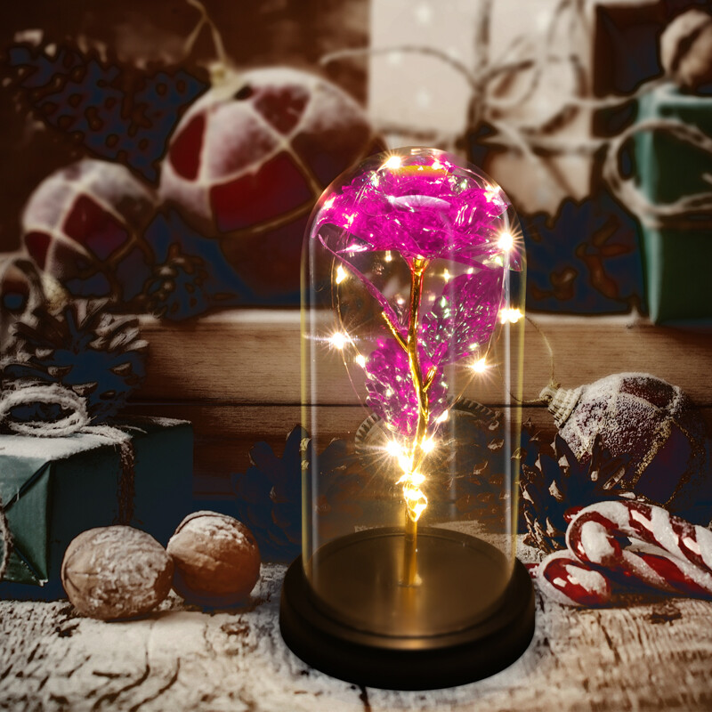 Eternal Forever Romantic Rose Flower In Glass Dome LED Light Mother’s Day Gift