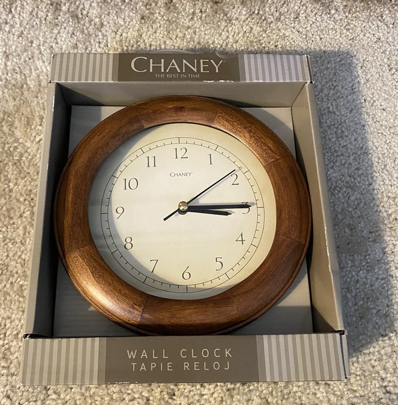 Chaney Wooden Analog Hanging Wall Clock NOS BRAND NEW