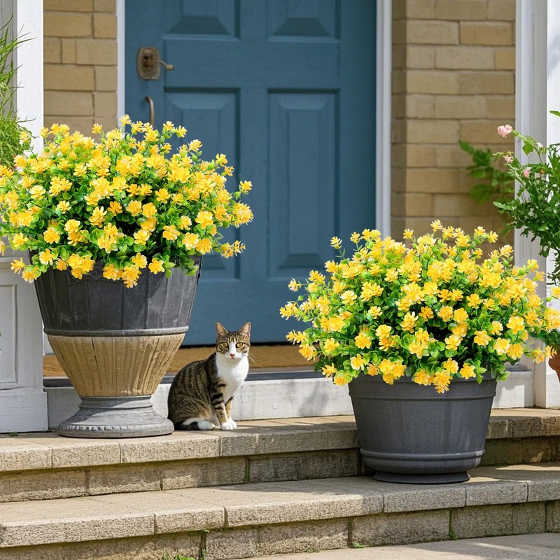 12 Pack Artificial Flowers & Plants for Outdoor Decor - Faux Eucalyptus & Lavend gallery