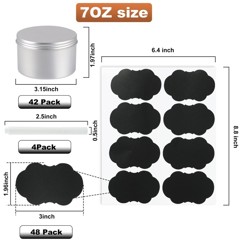 Obkjj 42 Pack Round Cans Screw Lid 7 Oz Aluminum Metal Tins Diy Food Candle gallery