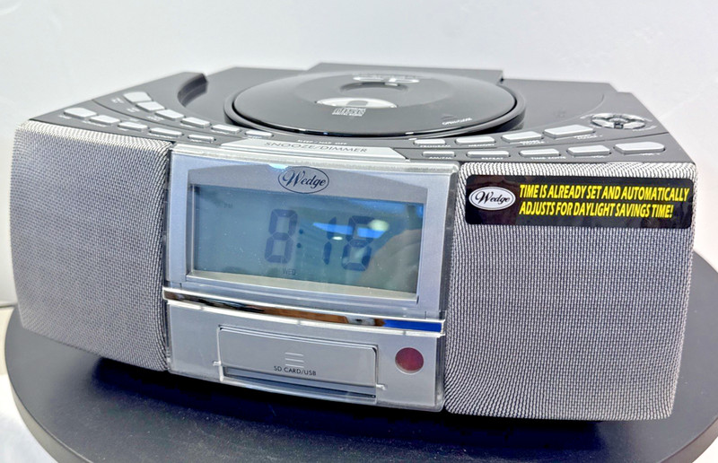 Wedge A4116 CD Player USB SD AM/FM Alarm Clock Radio Tested & Working NO REMOTE