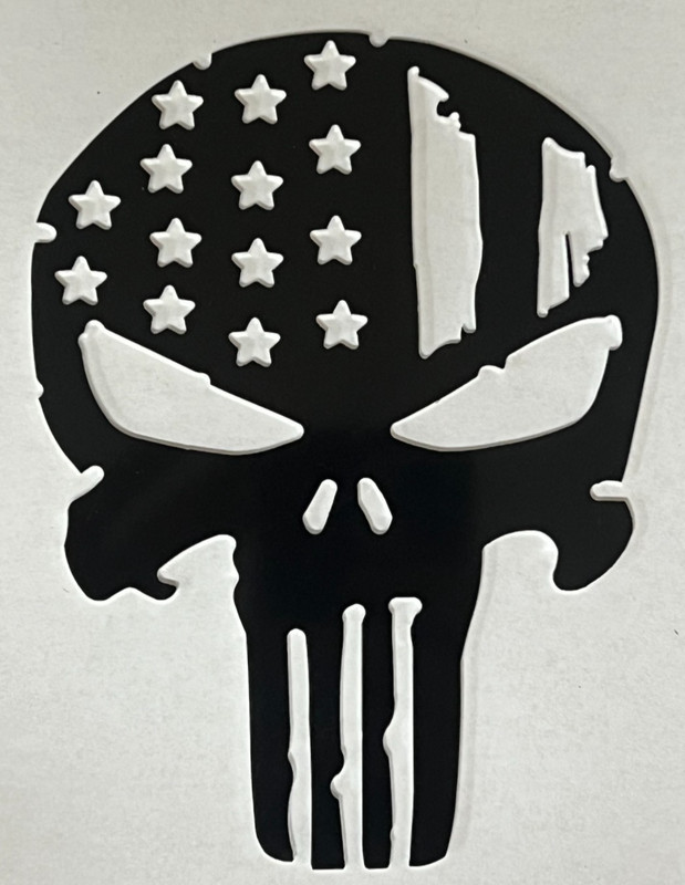 Metal 6″ or 18″ Punisher Skull Aluminum CNC Metal Art Black Stars Cut Out Rugged