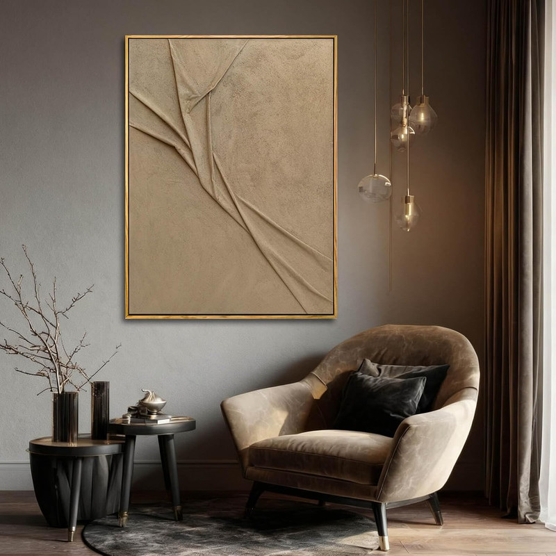 Large Framed Brown Abstract Canvas Art 36x48 for Modern Home Decor gallery