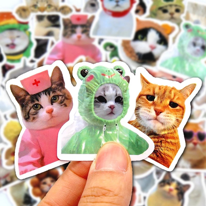10 50 100pcs Funny Cat Stickers Cartoon Cute Decals Toy Stationery Guitar