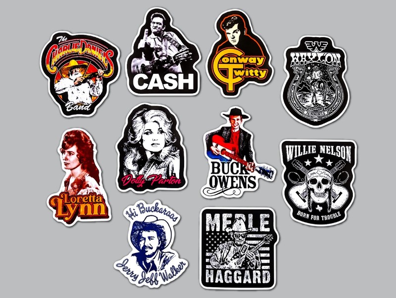 Outlaw Country Vinyl Sticker Lot (10 Pack) SET 1 johnny cash dolly parton cowboy