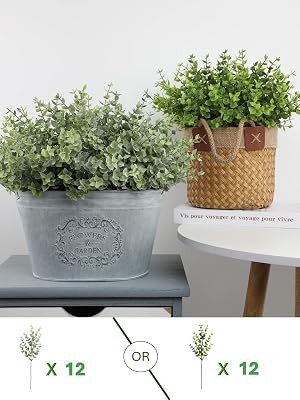 Artificial Eucalyptus Stem, Green Leaves, 12 Pack Green Faux Plant Branch, 12 gallery