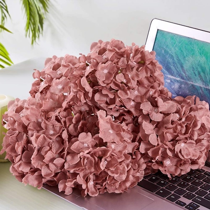 Elegant 10 Count Dusty Rose Silk Hydrangea Heads for Parties and Floral Bouquets gallery