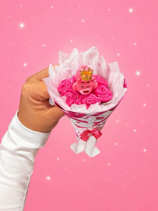 Princess Bear Car Vent Bouquet Decoration – Handmade Pink Mini Floral Car