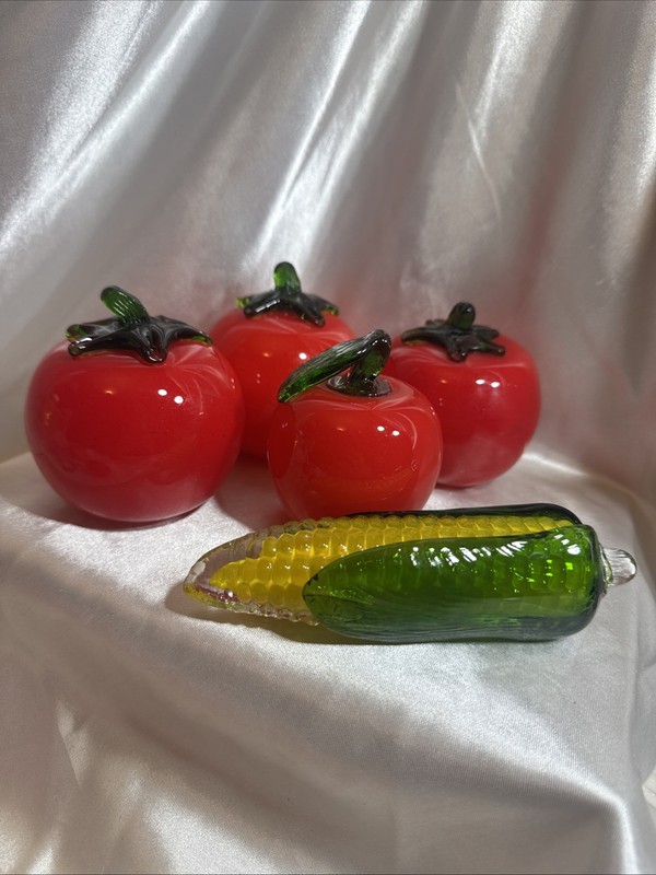 Vintage Glass Tomato Corn appleDecorative Fruit and Vegetable Kitchen Decor