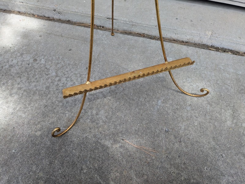 Vintage Italian Regency Florentine Gold Gilt Metal Display Easel Stand Floral gallery