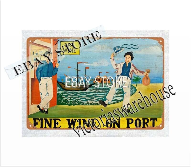 fine wine on port metal tin sign modern wall lodge cafes living room