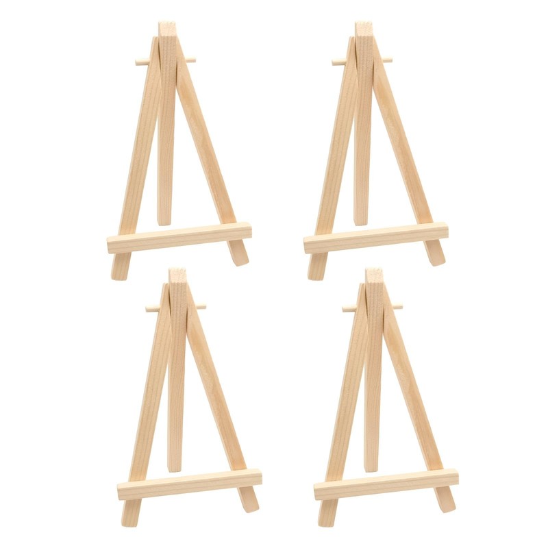 4 Pack Mini Wood Display Easel Stand for Painting Artist Tabletop Holder