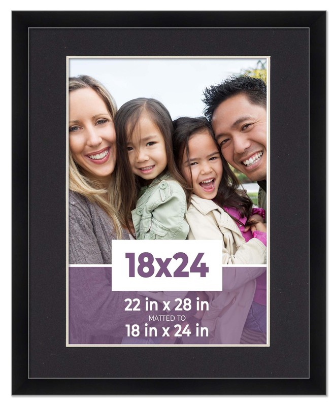 18×24 Frame Black With Black Picture Mat For 18×24 Photo – Black 22×28 Frame To