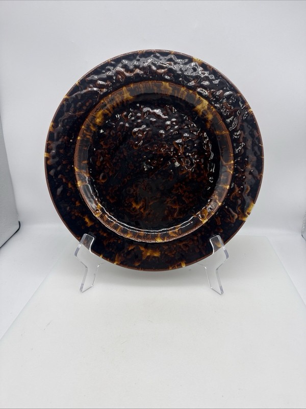 Set Of 2 Tortoise Shell Pattern Decorative Charger Plate Stoneware gallery