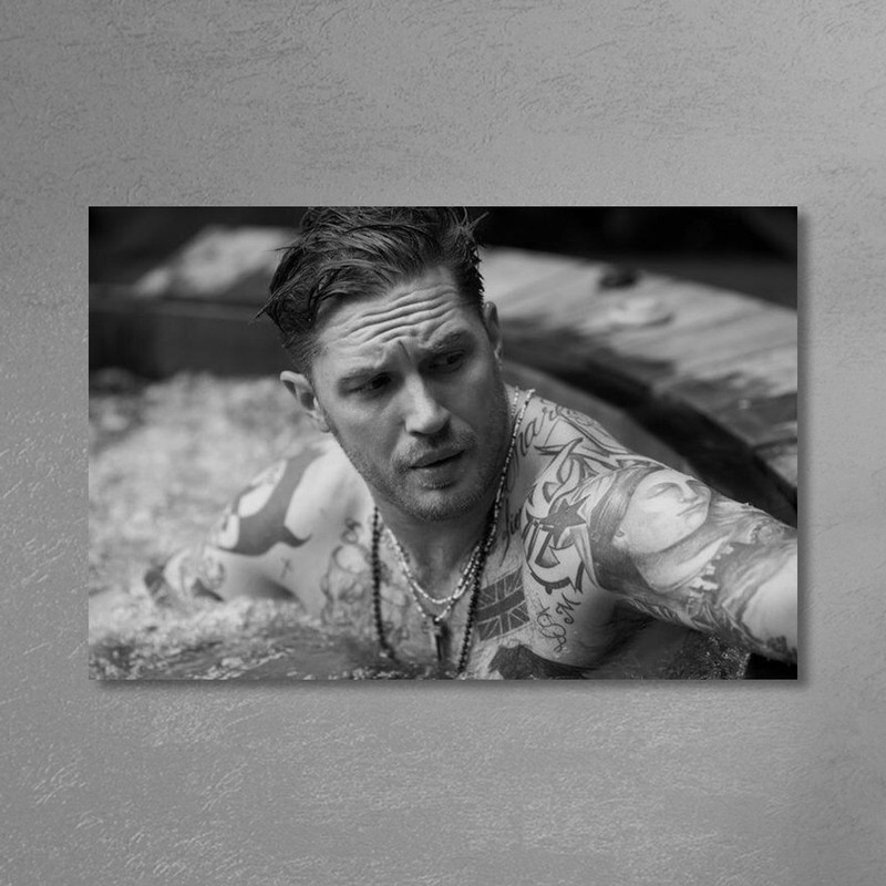 Large Waterproof Canvas Tom Hardy Black & White Portrait Poster Art Print