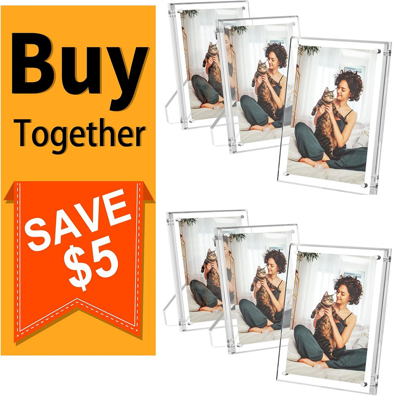 3 Pack Acrylic Picture Frames – 5×7 & 4×6 Sizes for Your Memories