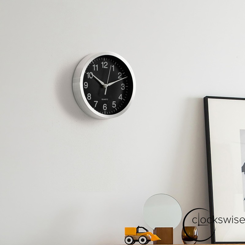 8in Round Quartz Wall Clock NonTicking Battery Operated with Silent Sweep Mov... gallery