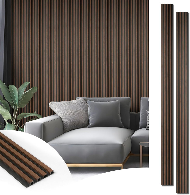 Art3D 8-Pack WPC Wood Slat Wall Panel for Interior Décor, 3D Wood Fluted Acousti