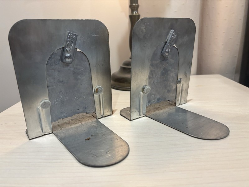 Vintage Metzke 1980 Made In USA Pair Pewter Cats on a Fence Library Bookends gallery