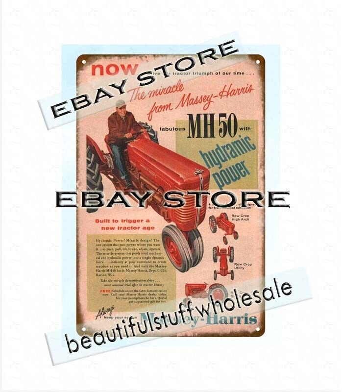 farm country life rustic barnyard MH 50 Tractor 1956 8inx11in tin sign