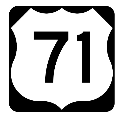 US Route 71 Sticker R1931 Highway Sign Road Sign