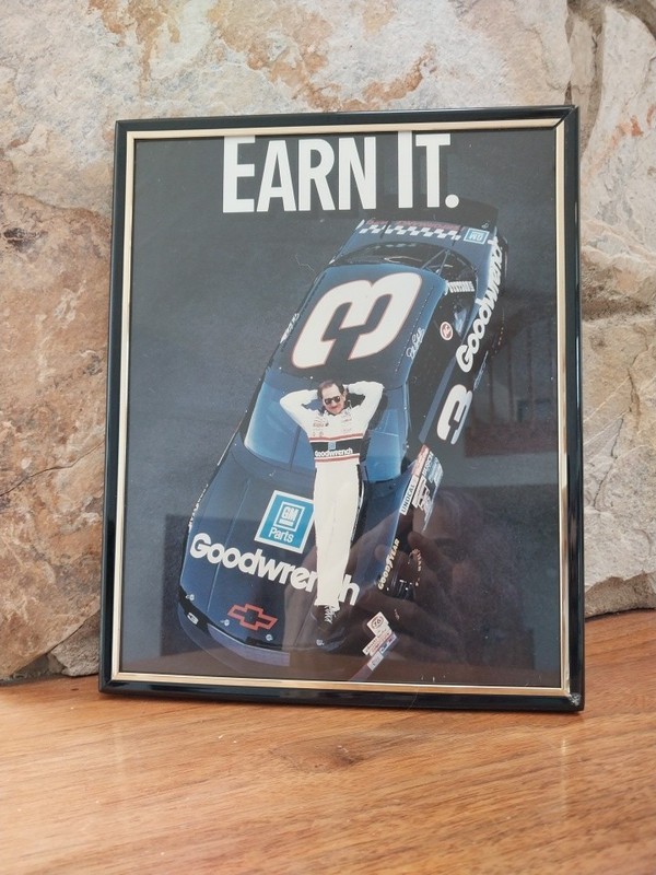 Dale Earnhardt Sr Earn It NASCAR Racing Vintage Picture w/ frame