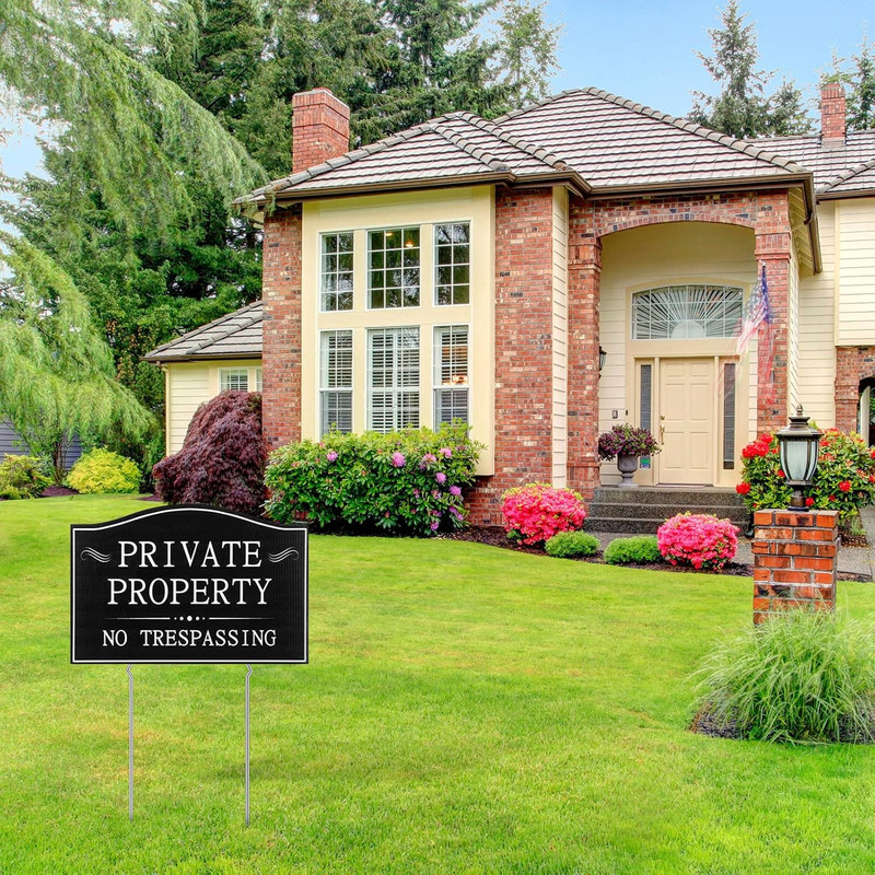 4 Pcs Private Property No Trespassing Signs with 15 Metal Stakes 11.8 X 7.9 Inch gallery