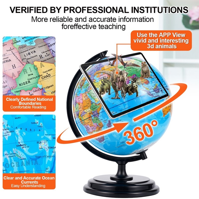 WORLD GLOBE EARTH Map Rotating Geography Ocean Classroom Learning Desktop 10" gallery