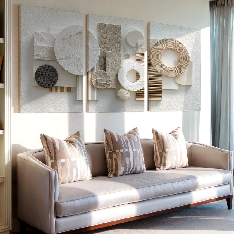 3 Pieces Modern Abstract Geometric Large Wall Art Set for Bedroom Set Of 3 gallery