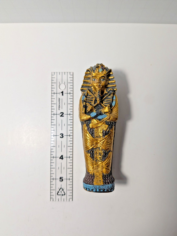 Egyptian Pharaoh Sarcophagus Mummy Figurine Replica Opens Souvenir from Egypt