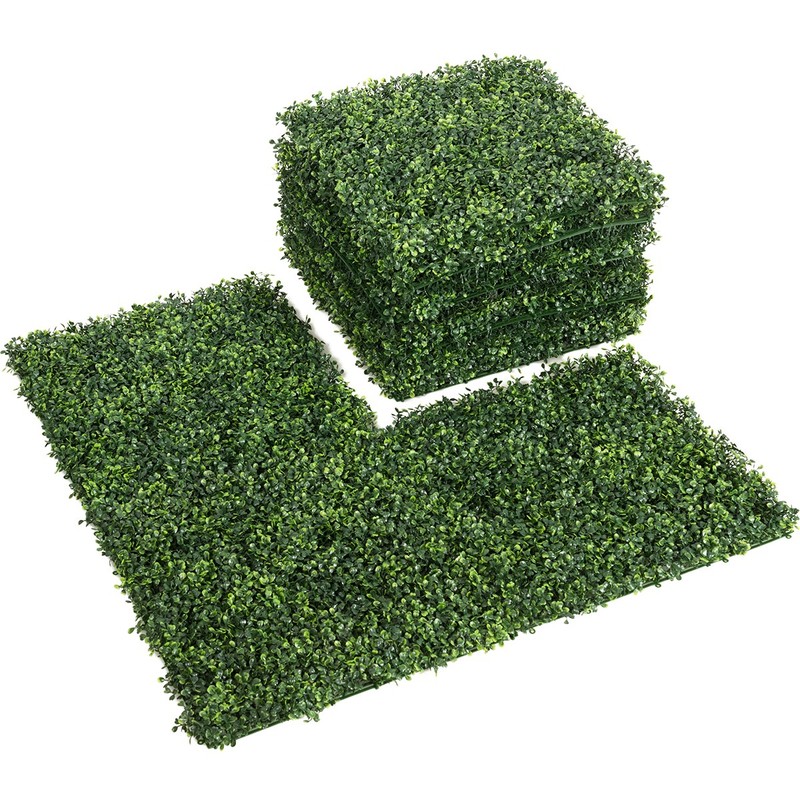 12 PCS 20″x20″ Artificial Boxwood Plant Wall Panel Hedge Privacy Fence Green