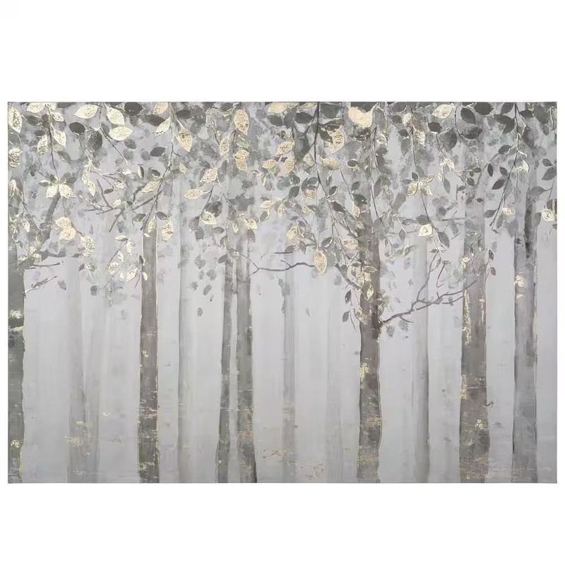 28 In. X 40 In. “Grey and Yellow Trees” Printed Canvas Wall Art
