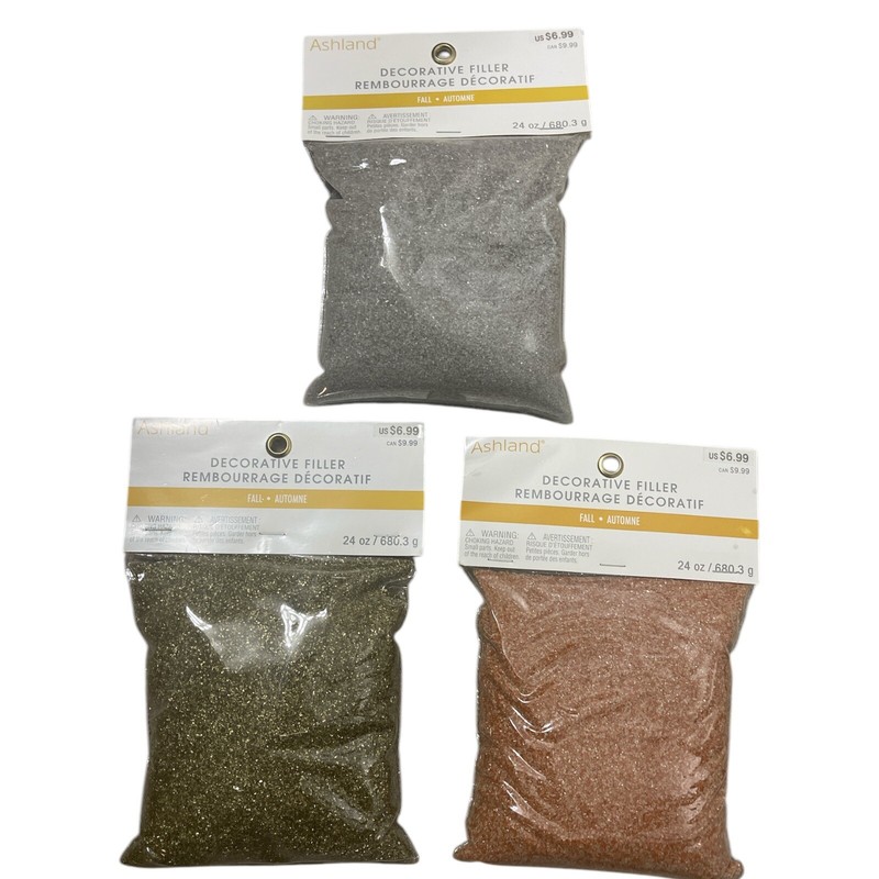 Ashland Fall Decorative Silver, Gold & Orange Glitter Filler – 3 Pack (AB)