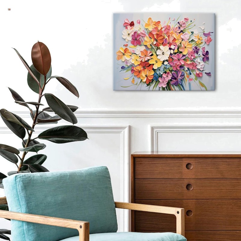 Daisy Flower Canvas Wall Art Watercolor Floral Picture Wall Decor for Bedroom…