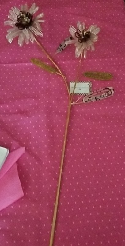Mackenzie childs PINK Beaded Flower Stem 23″L On Stem- NWT