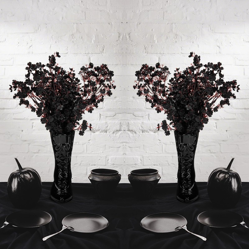 Ninehaoou 1 Pairs Halloween Flower Vase 7.1 Inch Witch Boot Vase Black Cerami... gallery