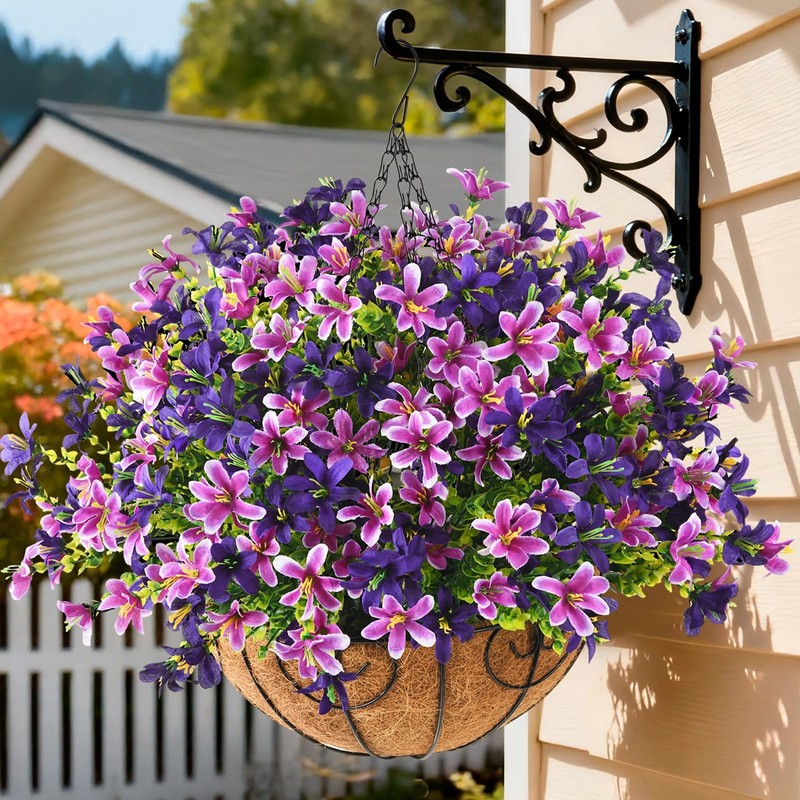 INQCMY Artificial Hanging Flowers for Outdoors, 5 Bundles UV Resistant Artifi...