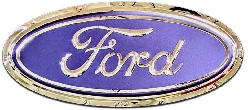 Ford Oval Emblem Wall Hanging Garage Sign 16x22 inches - Blue/Chrome