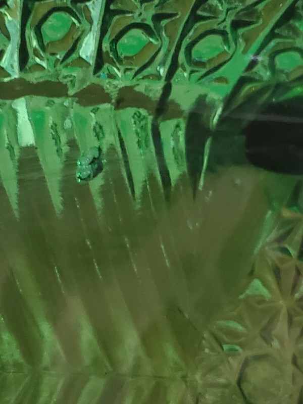 Large Deep Green Glass Daisy & Buttons Baby Carriage Candy Dish 9" X 5-1/2" X... gallery