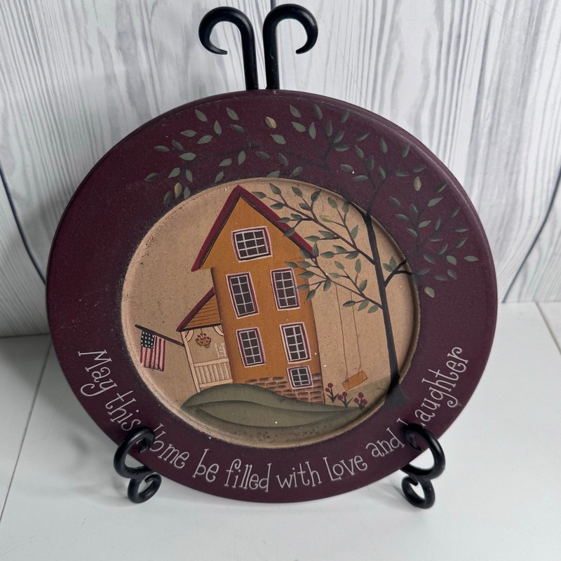 Hearthside Collection Donna White Decorative Plate Primitive Folk Art Rustic