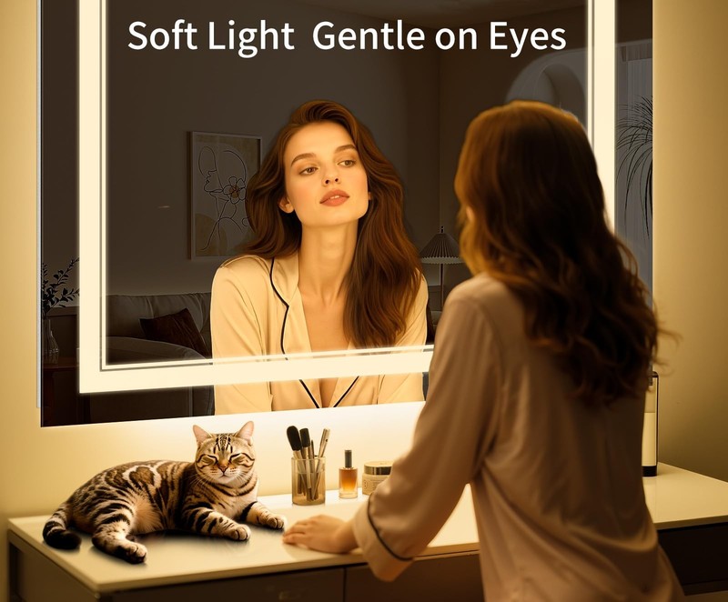 Infiniglass 50X30 Led Bathroom Mirror Anti-Fog Stepless Dimmable Lights 3 Color gallery