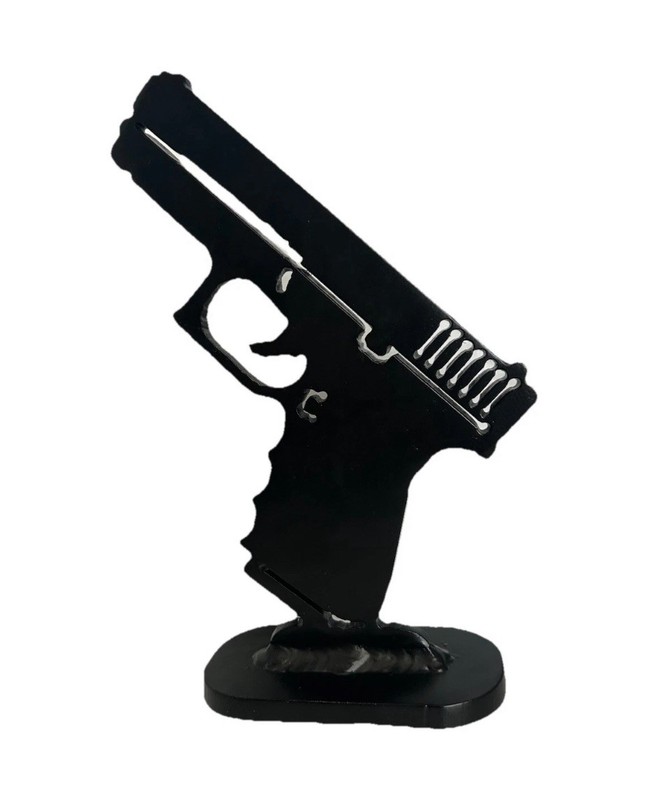 Handmade Steel Pistol Silhouette Desk / Shelf Art