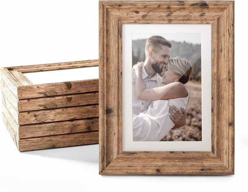 5×7 Picture Frames Set of 6,Rustic Picture Frame 4×6 with Mat or 5X7 Without Mat